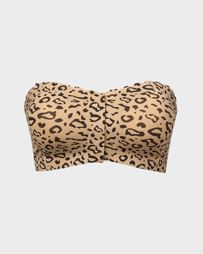 Strapless Front Closure Leopard Print Bra
