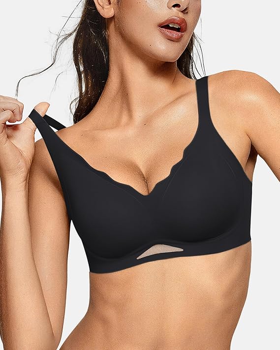 Scalloped Wireless Bras with Mesh