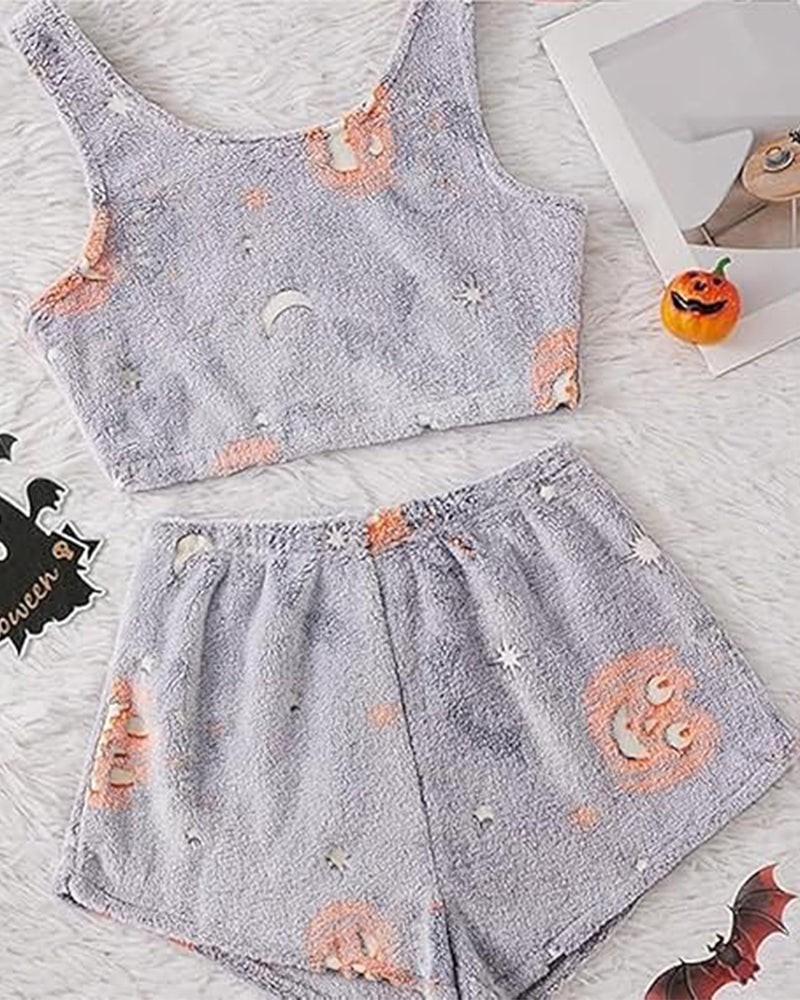 Halloween Glow-in-the-Dark Flannel Pajama Set