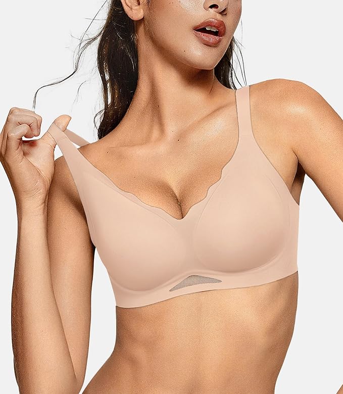 Scalloped Wireless Bras with Mesh
