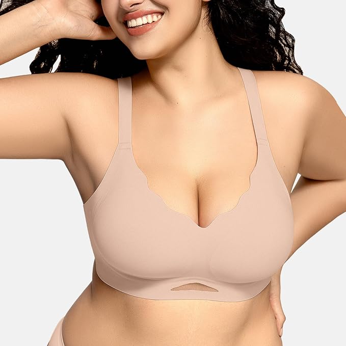 Scalloped Wireless Bras with Mesh