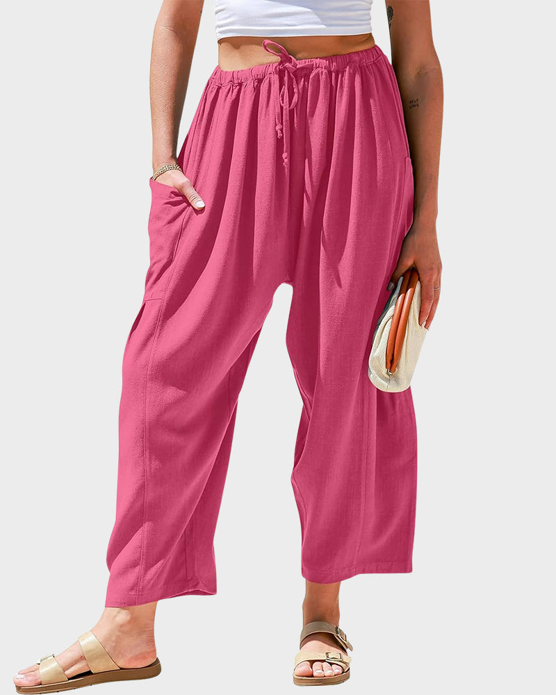 Breezy Linen Blend Wide-Leg Pants with Pockets