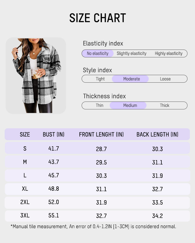 Casual Plaid Flannel Shacket Jacket
