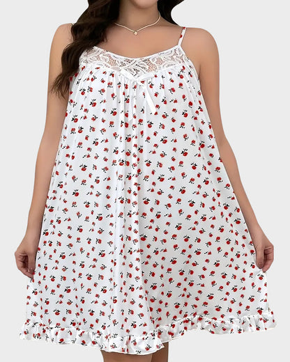 Ditsy Floral Lace-Trimmed Cami Sleep Dress
