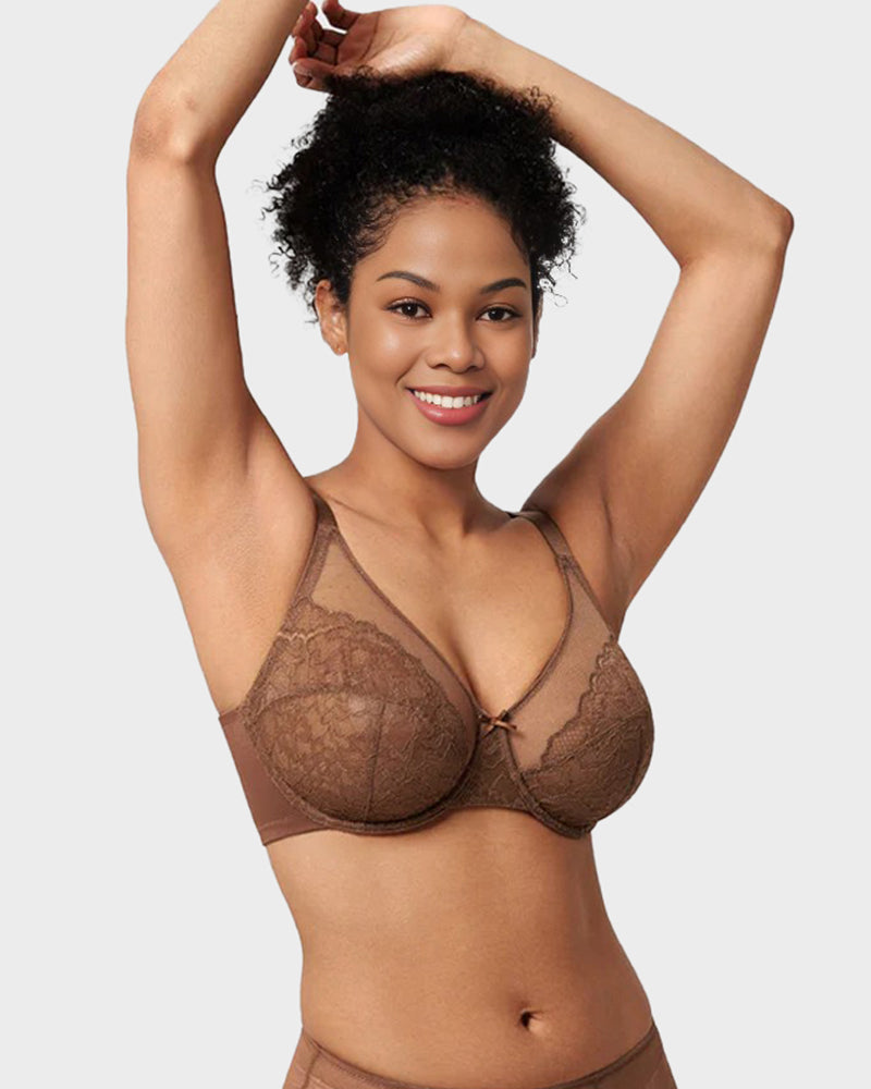 Full Coverage Lace Minimizer Bra - Petal
