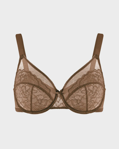 Full Coverage Lace Minimizer Bra - Petal