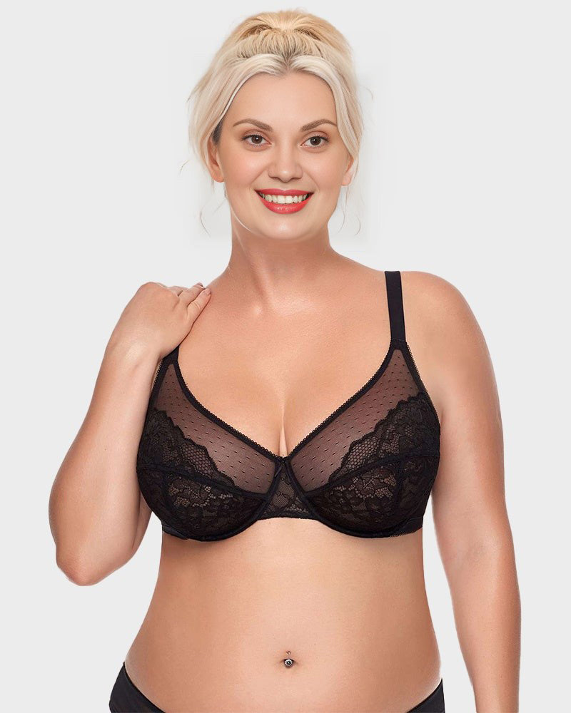 Full Coverage Lace Minimizer Bra - Petal