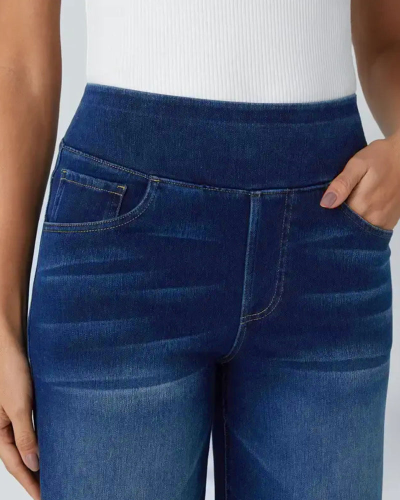 High-Waist Stretchy Wide-Leg Jeans