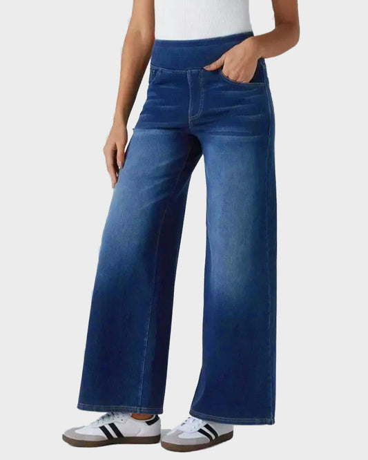 High-Waist Stretchy Wide-Leg Jeans