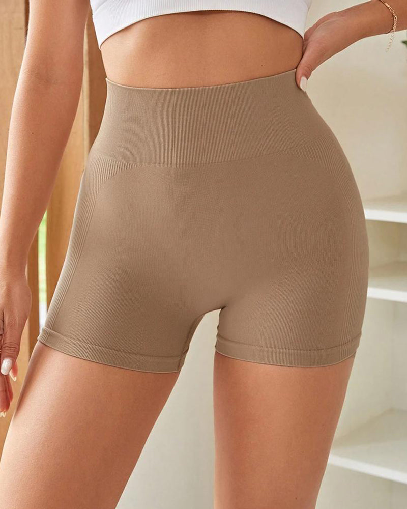 High-Waist Ribbed Butt-Lifting Shorts (4 Pack)