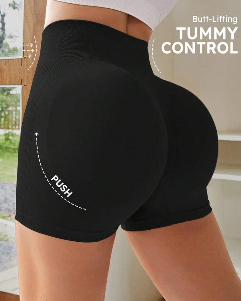 High-Waist Ribbed Butt-Lifting Shorts (4 Pack)