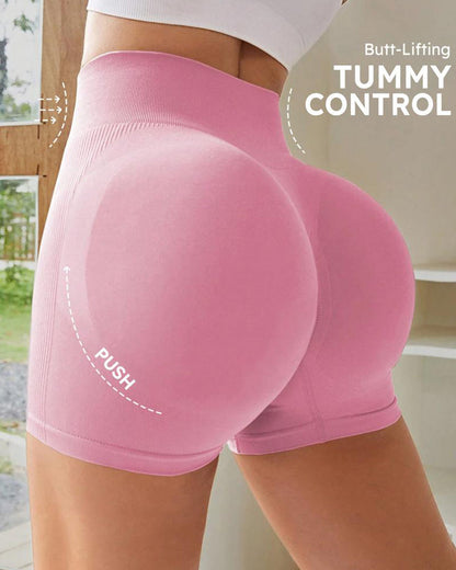 High-Waist Ribbed Butt-Lifting Shorts (4 Pack)
