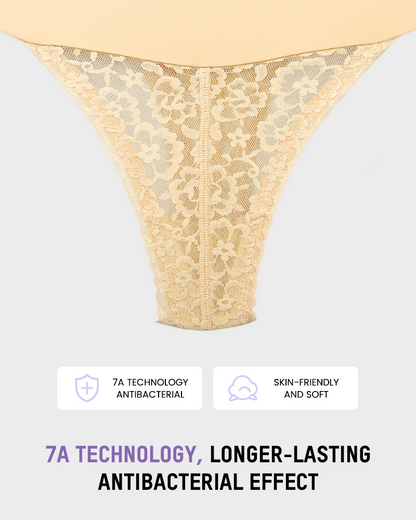 High-Waisted Seamless Lace Sculpt Shapewear Thong (2 Pack)