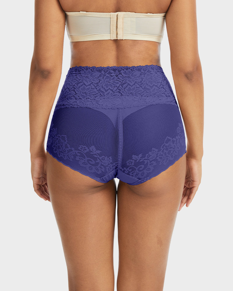 High Waist Lace V-Cut Breathable Shaping Panties (3 Pack)