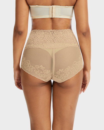 High Waist Lace V-Cut Breathable Shaping Panties (3 Pack)