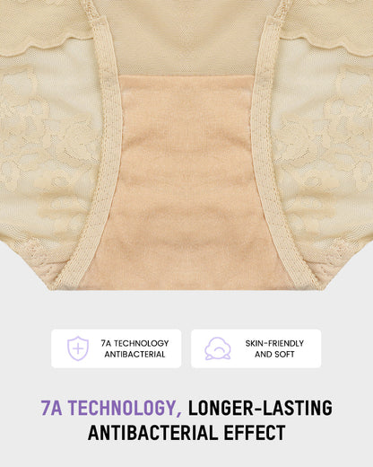 High Waist Lace V-Cut Breathable Shaping Panties (3 Pack)