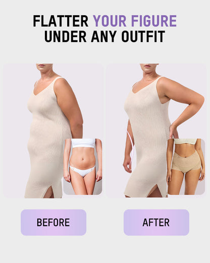 High Waist Lace V-Cut Breathable Shaping Panties (3 Pack)