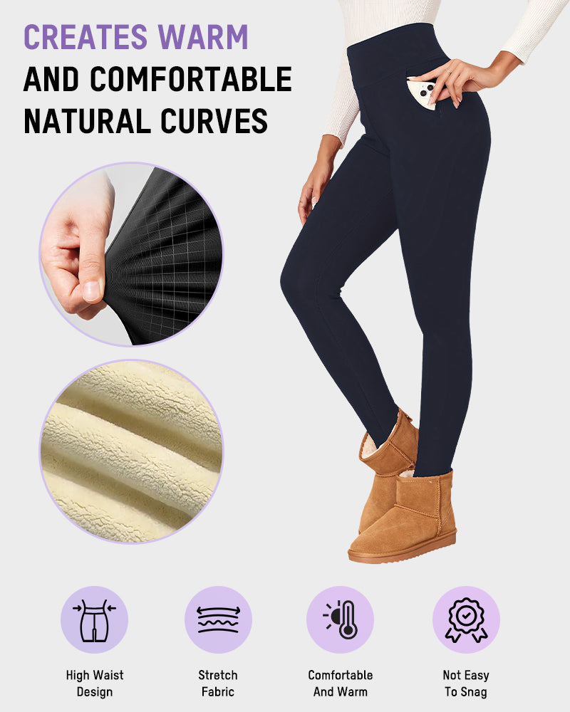 High Waist Pocket Thermal Lined Leggings