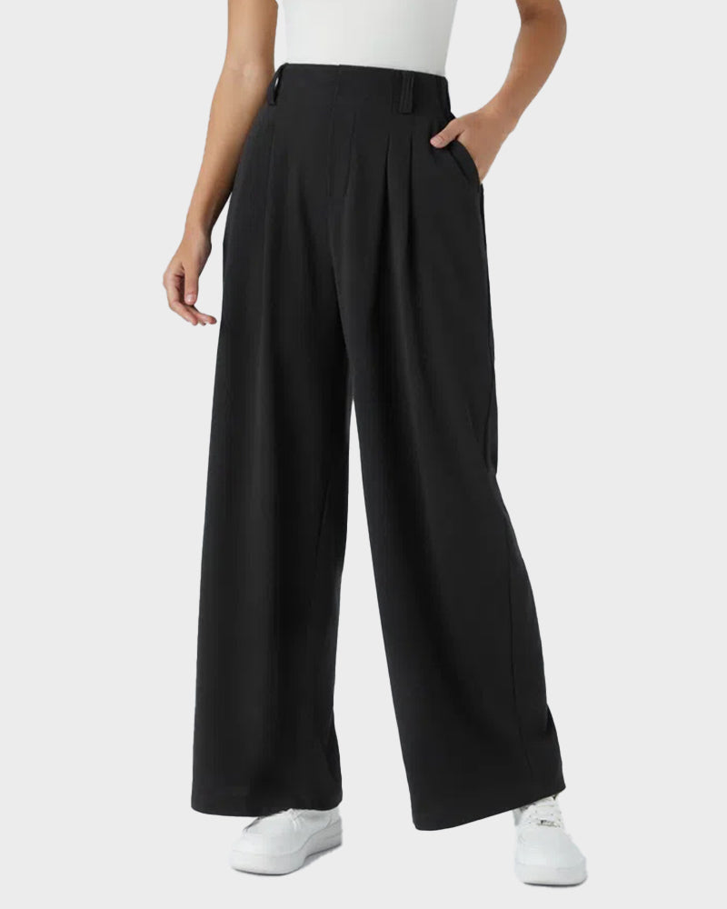 High Waisted Waffle Knit Wide Leg Pants