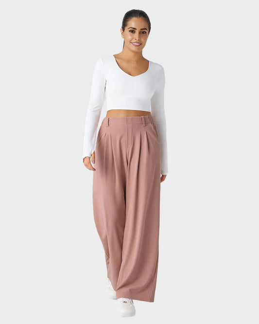 High Waisted Waffle Knit Wide Leg Pants