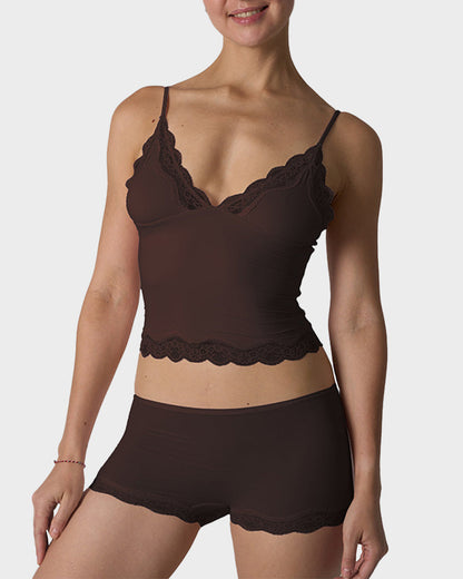 Lace Camisole & Boyshorts Lingerie Set