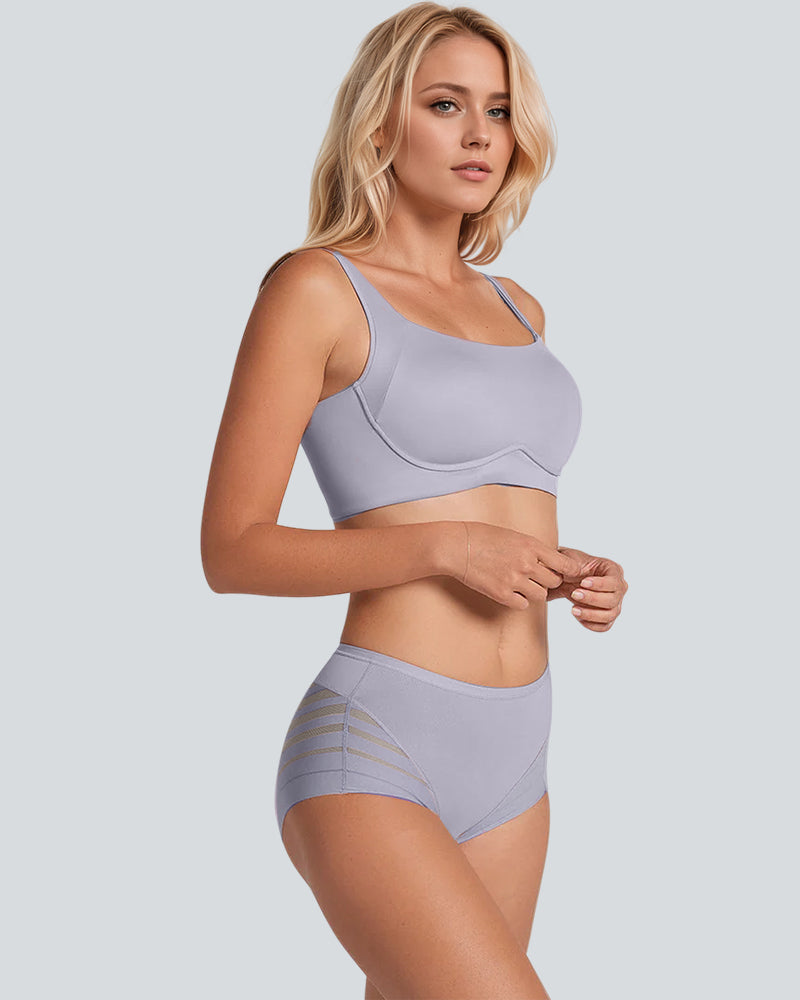 Seamless Breathable Lace Mid-Rise Panties