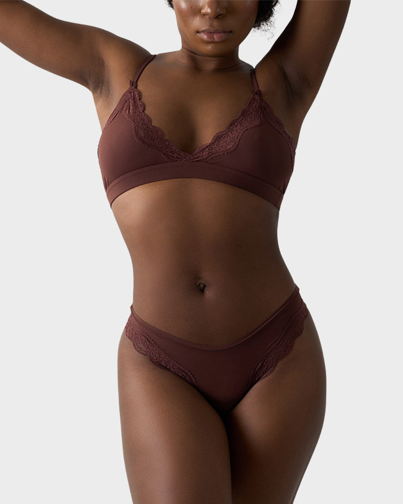 Lace Triangle Bralette & Briefs Set