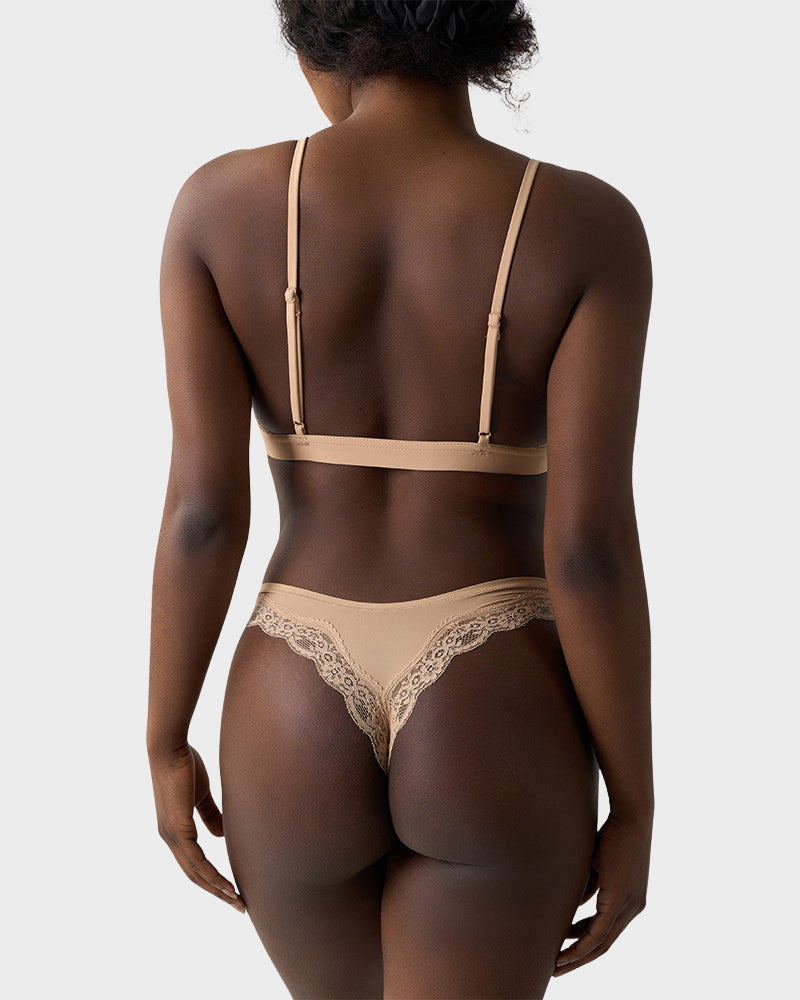 Lace Triangle Bralette & Briefs Set