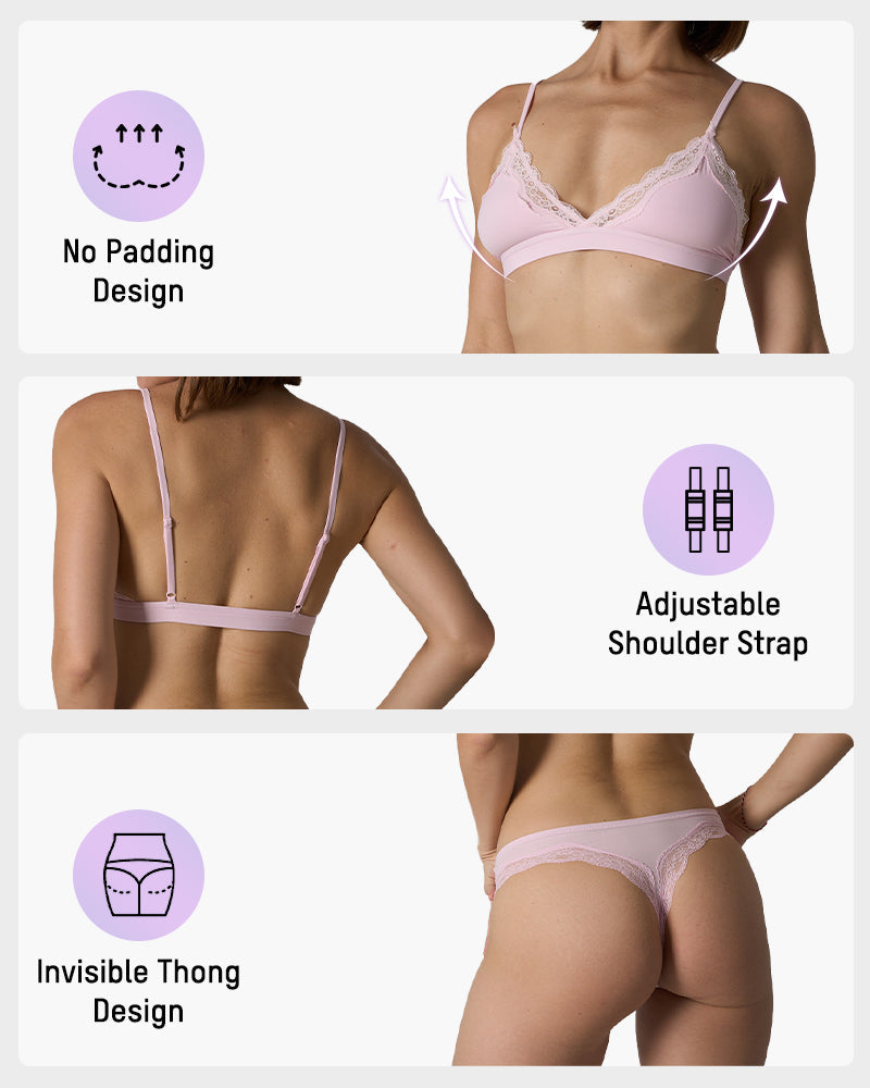 Lace Triangle Bralette & Briefs Set