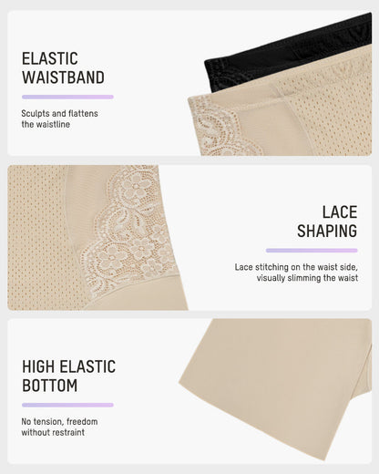 Lace High-Waisted Tummy Control Shaping Shorts(2 Pack)