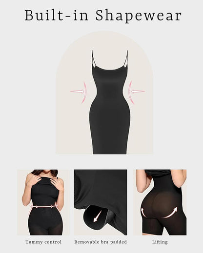 Maxi Bodycon Shapewear Dress with Built-in Bra