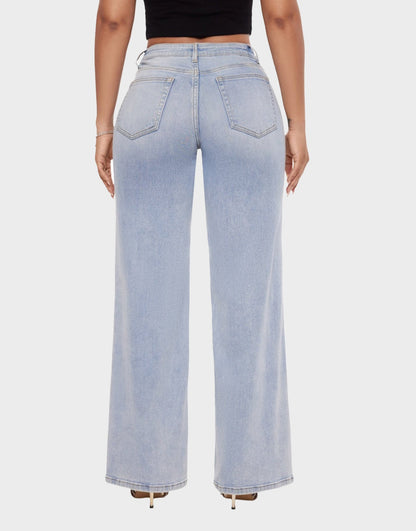 Mid-Low Rise Stretch Baggy Wide-Leg Jeans