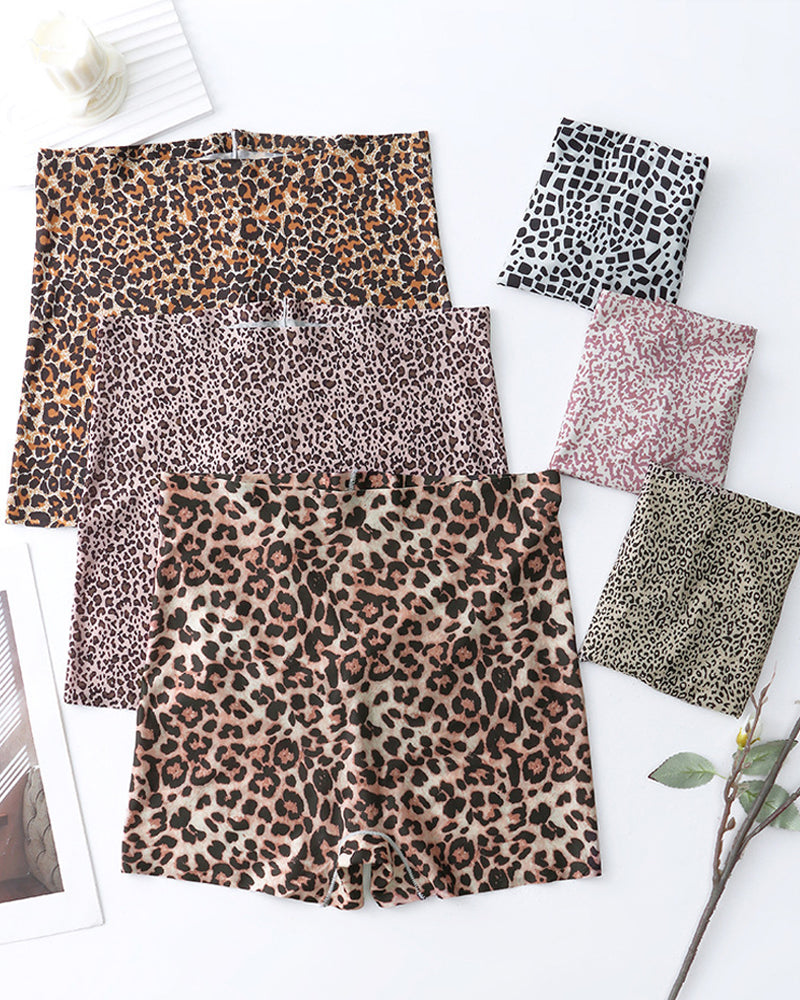 Mid-Rise Ice Silk Leopard Panties (9 Pack)