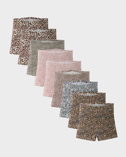 Mid-Rise Ice Silk Leopard Panties (9 Pack)