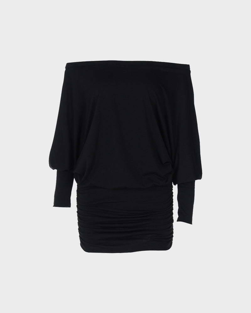 Off-Shoulder Sheer Ruched Bodycon Mini Dress