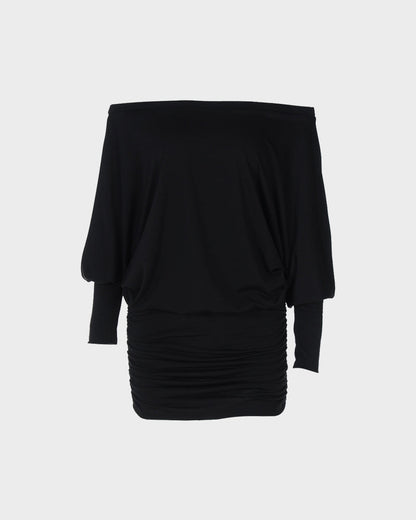 Off-Shoulder Sheer Ruched Bodycon Mini Dress