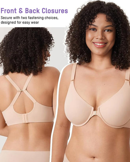 Plus Front Closure Racerback Underwire Bra