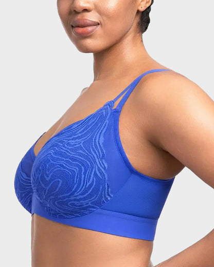 Plus Size Lace Mesh Full-Coverage Underwire Bra
