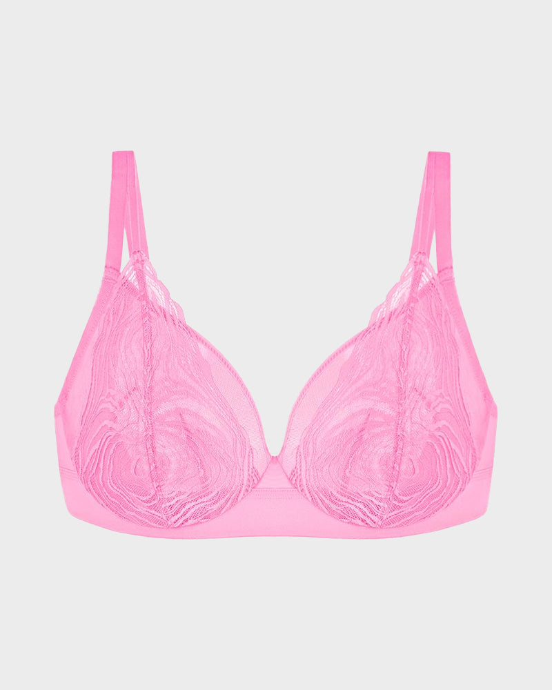 Plus Size Lace Mesh Full-Coverage Underwire Bra