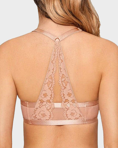 Push-Up Lace Racerback Front-Closure Bra