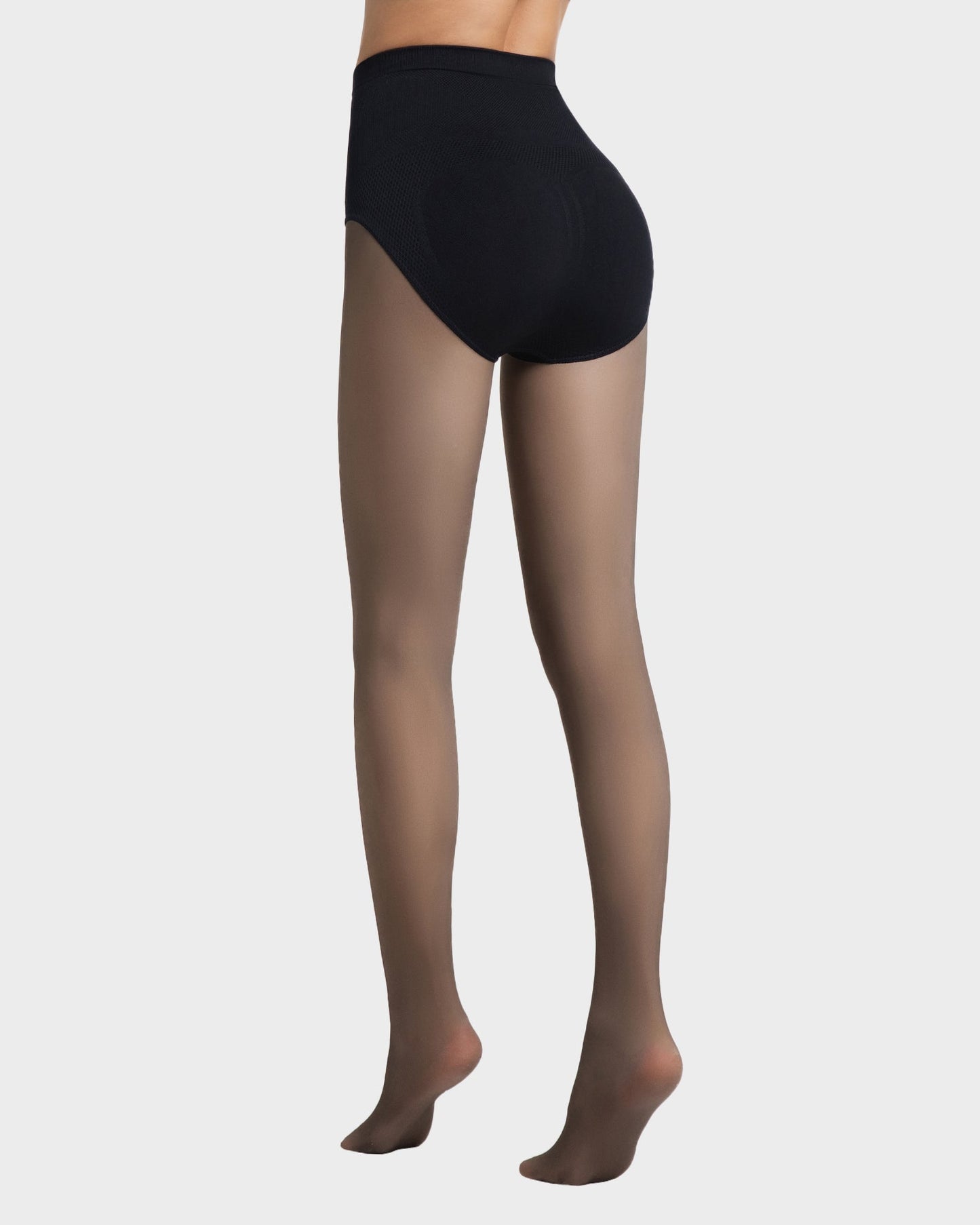Semi-Sheer Black High-Waist Shaping Tights – Thin & Fleece-Lined