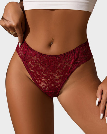 Floral Lace Cut-Out Thong Panties
