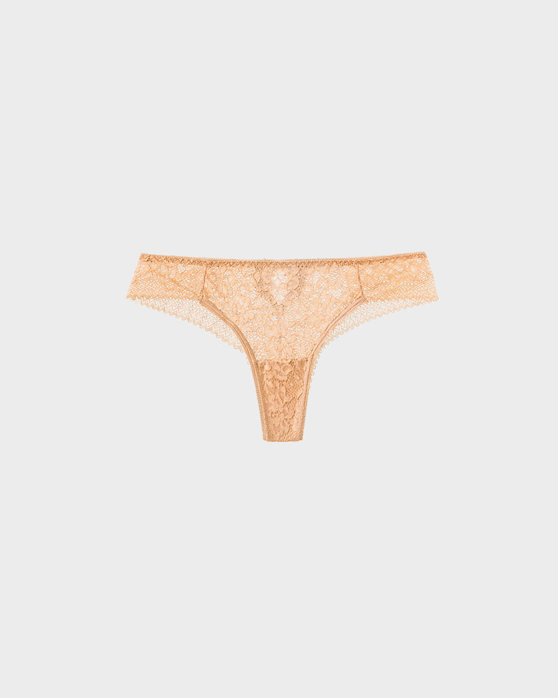 Floral Lace Cut-Out Thong Panties
