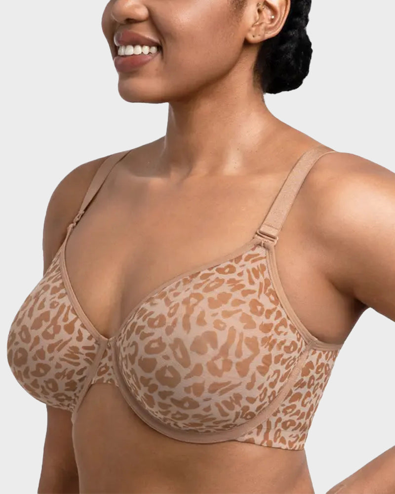 Sexy Sheer Leopard Mesh Underwire Bra