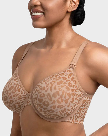 Sexy Sheer Leopard Mesh Underwire Bra