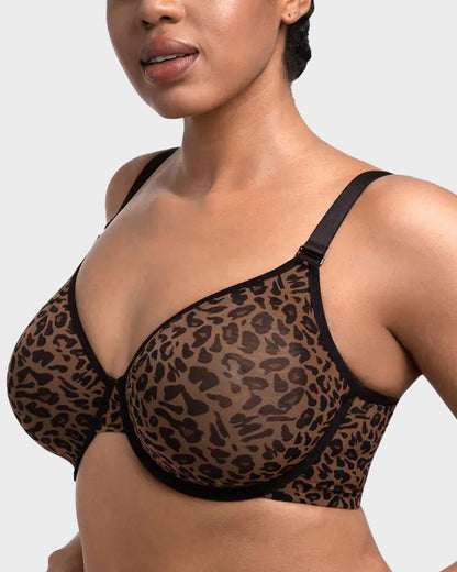Sexy Sheer Leopard Mesh Underwire Bra
