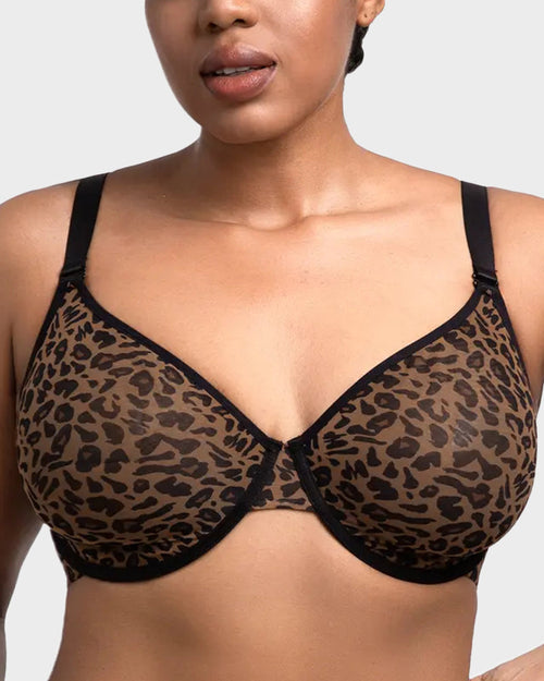 Sexy Sheer Leopard Mesh Underwire Bra