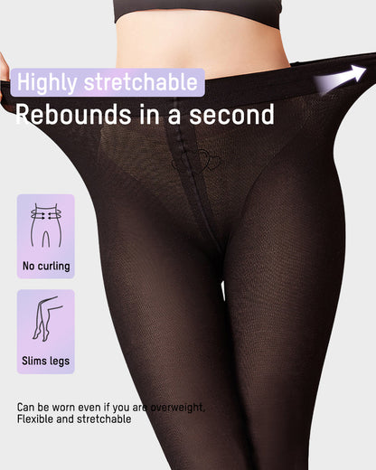 Slim Ribbed 120D Micro-Compression Sheer Tights