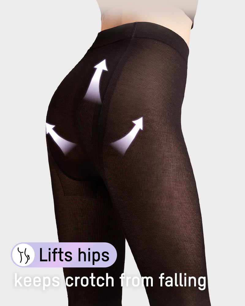 Slim Ribbed 120D Micro-Compression Sheer Tights