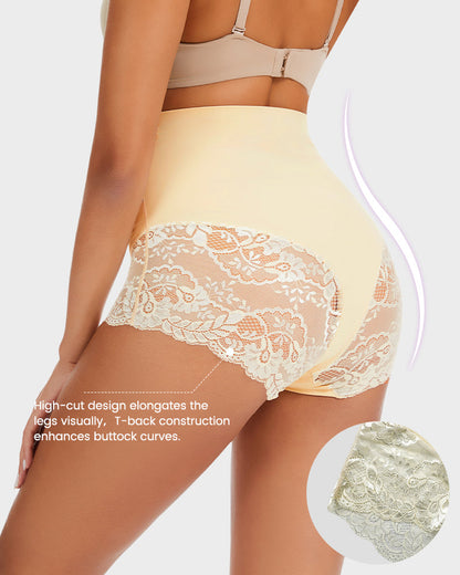 Smooth High-Waisted Sheer Lace Sculpting Brief (2 Pack)